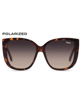 QUAY Ever After Sunglasses Polarized Tortoise Frame Grey Taupe Gradient Lens NWT
